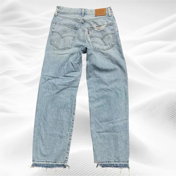 Levi’s Baggy Dad Distressed Jeans, size 25=27X29.5 Rips Frayed hem‎ Midrise - Picture 2 of 10